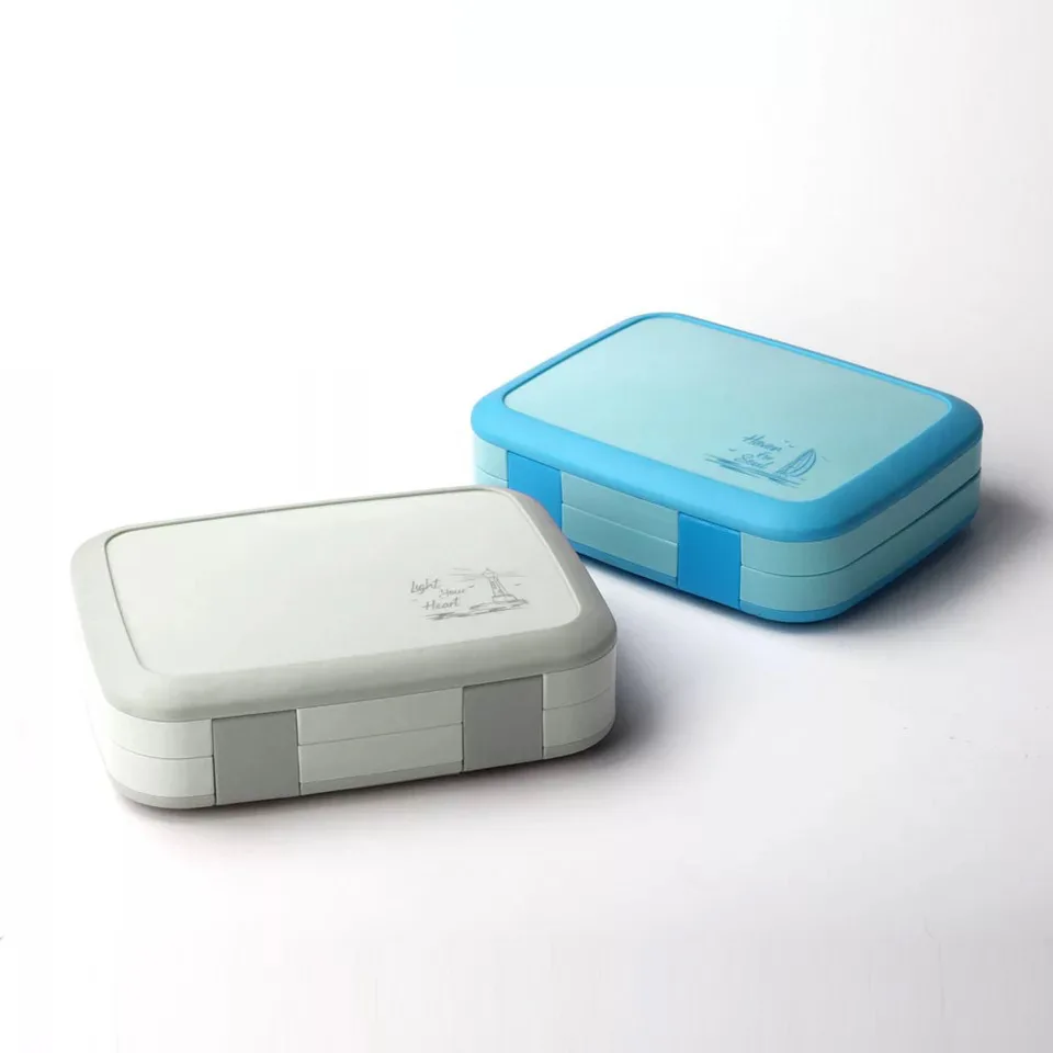 2 шт. Ланч-бокс для детей с отделениями мультяшный герметичный Bento box Microwavable контейнеры для еды большой ящик для хранения еды - Цвет: 5BlueAnd5Gray