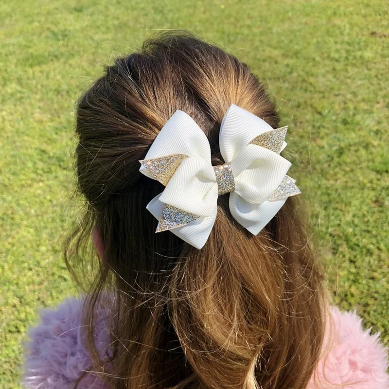 Oaoleer Colors Solid Grosgrain Ribbon Bows Clips Hairpin Girl's hair bows Boutique Hair Clip Kids Hairpins Hair Accessories