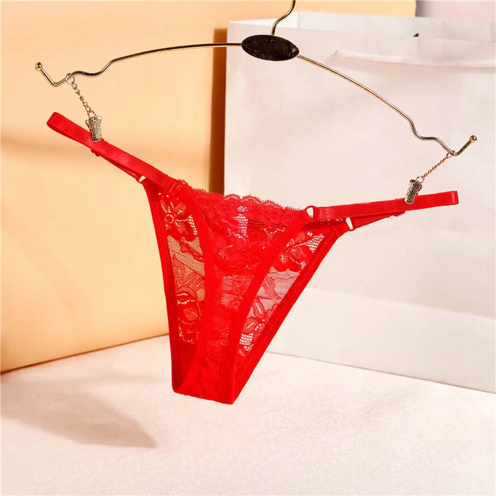 Women Sexy Lingerie Lace Panties Thongs Pearl Pendant Lace Embroidery G-String Adjustable T-Back Briefs Underwear Ladies Panties vanity fair underwear