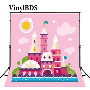 

VinylBDS 8X8ft Photography Background Castle Newborn Pink Backdrops Cartoon Fairy Tale World Background for Children Photo Shoot