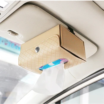 

New PU Leather Strap buckle Portable Folding Tissue Box Hotel Car Home Office Pumping Paper Napkin Holder Beige
