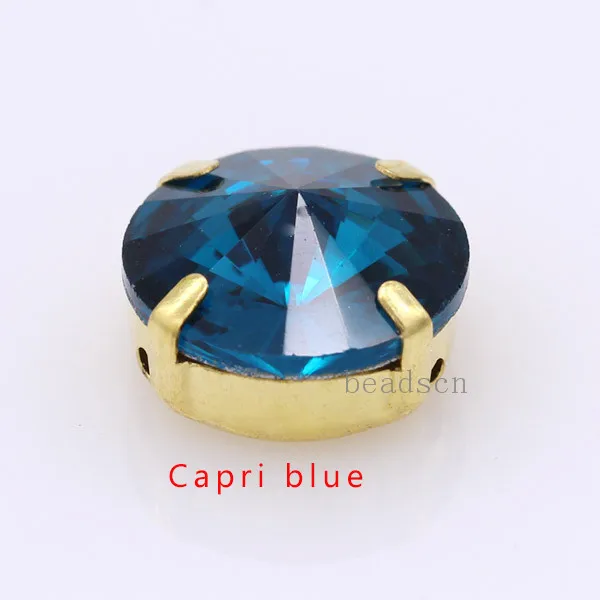 Все размеры 25 цветов 6-25 мм круглые Rivoli Швейные стеклянные камни золотые коготь Пришивные хрустальные стразы для свадебного платья изготовление ювелирных изделий - Цвет: Capri blue