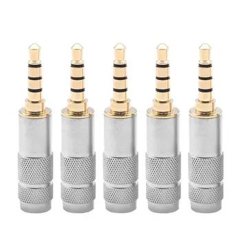 

5PCS Gold Plated 3.5mm Stereo Headphone Jack Plug 4Pole Audio Solders Connectors R91A