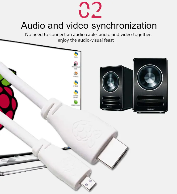 Raspberry Pi 4B микро HDMI к HDMI видео кабель Поддержка 4K HDMI адаптер шнур