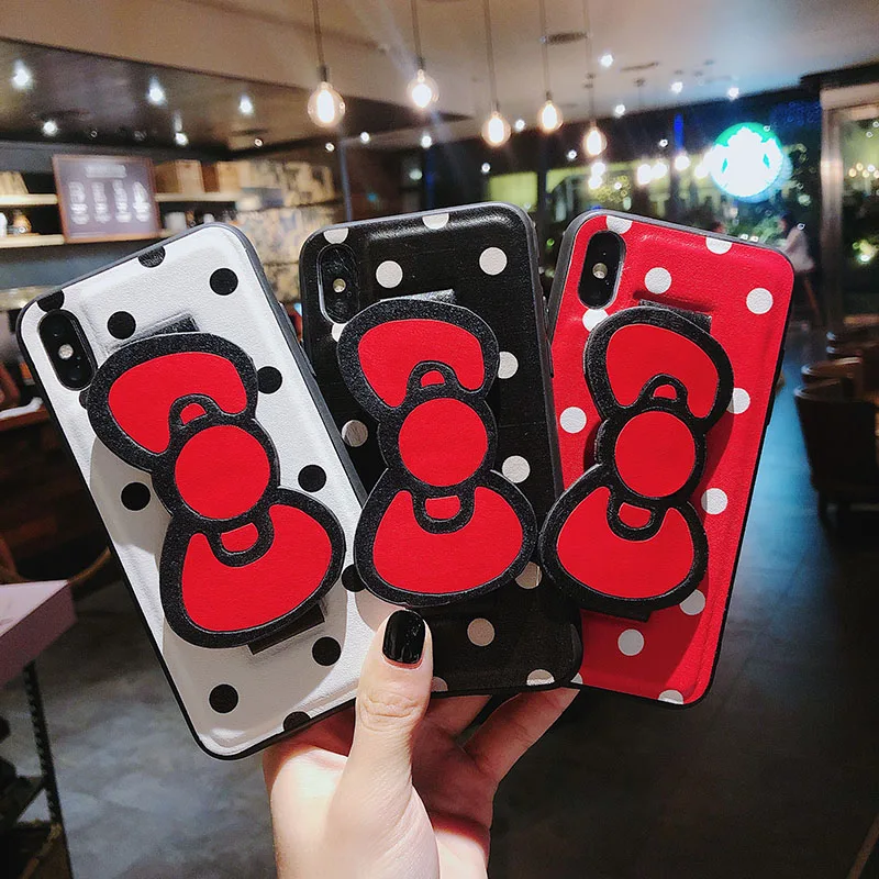 Fashion Bow Wrist band support For iphone Xs MAX XR X case silicone soft Frosted phone 6 6s 7 8 plus tpu Case |