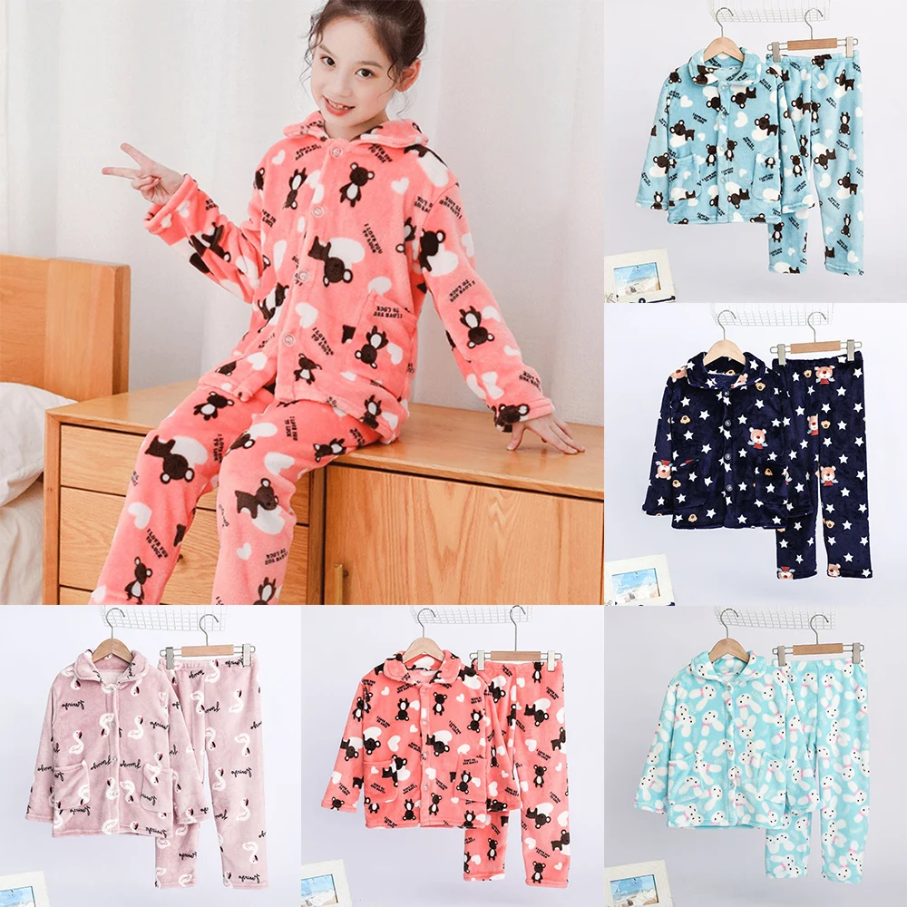 CYSINCOS одежда для сна для детей ясельного возраста; комплекты детской одежды; сезон зима-осень; домашняя одежда для мальчиков и девочек; теплая Фланелевая пижама с рисунком