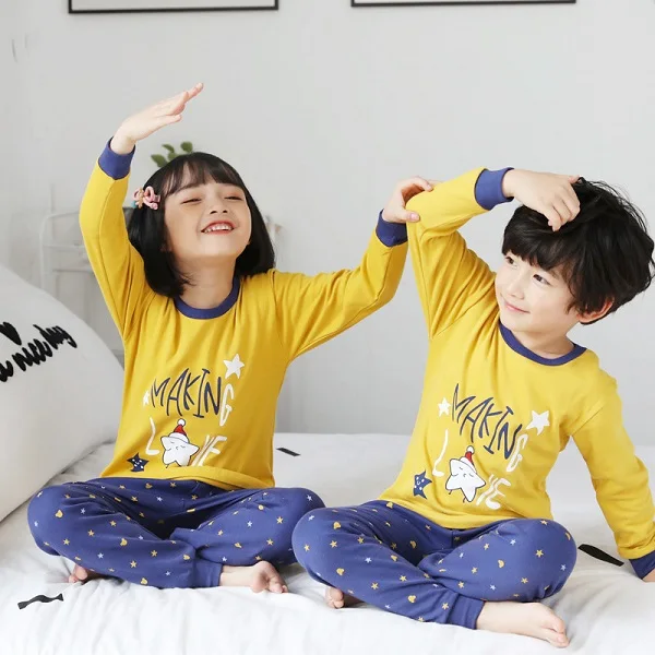 Зима 2020 Детские пижамные комплекты одежда для маленьких девочек детская сна с