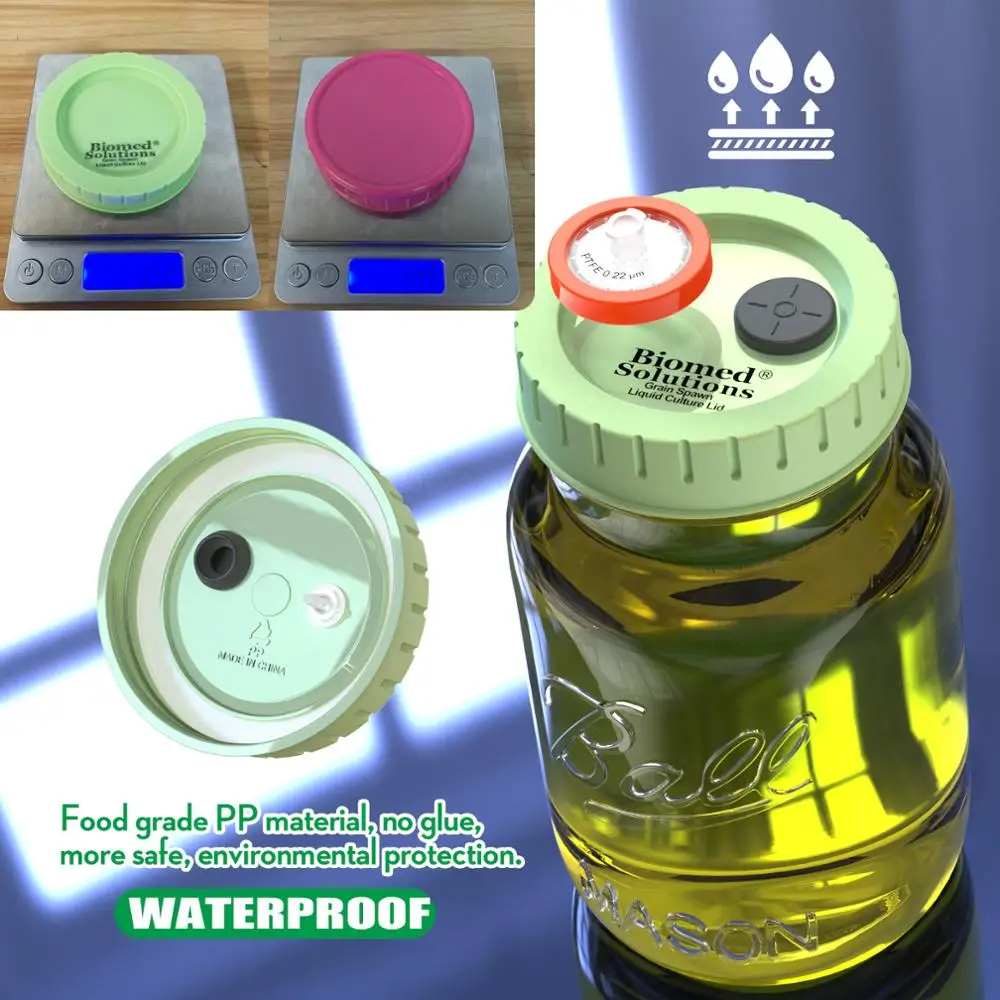 Mushroom Cultivation Lids 6PCS Liquid Culture Autoclavable 70mm Regular Mouth Jar Lids Heavy Duty Injection Port