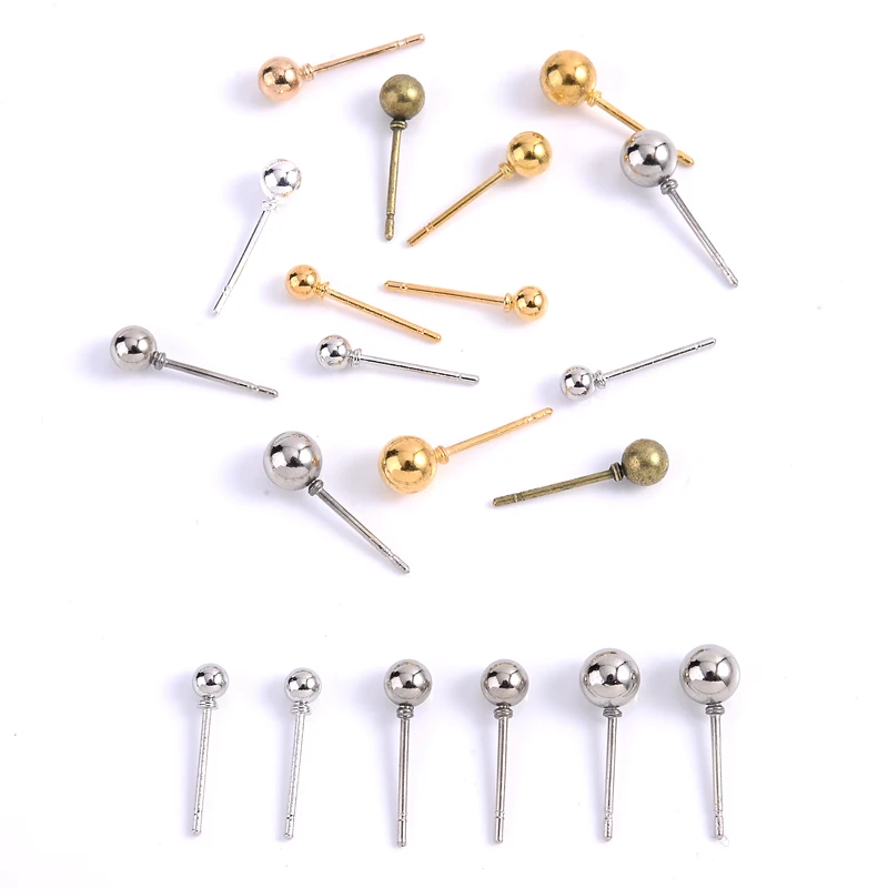 

50Pcs/Pack Stud Earring Basic Pins 3/4/5mm Stoppers Connector For DIY Earrings Jewelry Making Accessories Findings Supplies