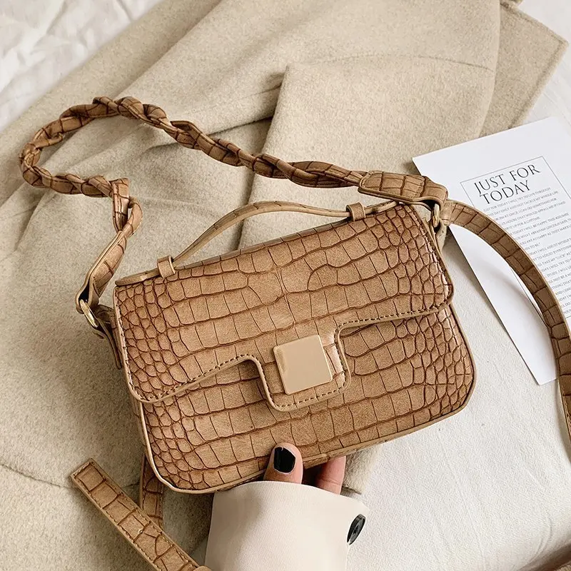 

Crocodile pattern PU Leather Handbag Crossbody Bags for Women 2020 Solid Color Shoulder Bag Designer Lady Small Hand Bag Purses