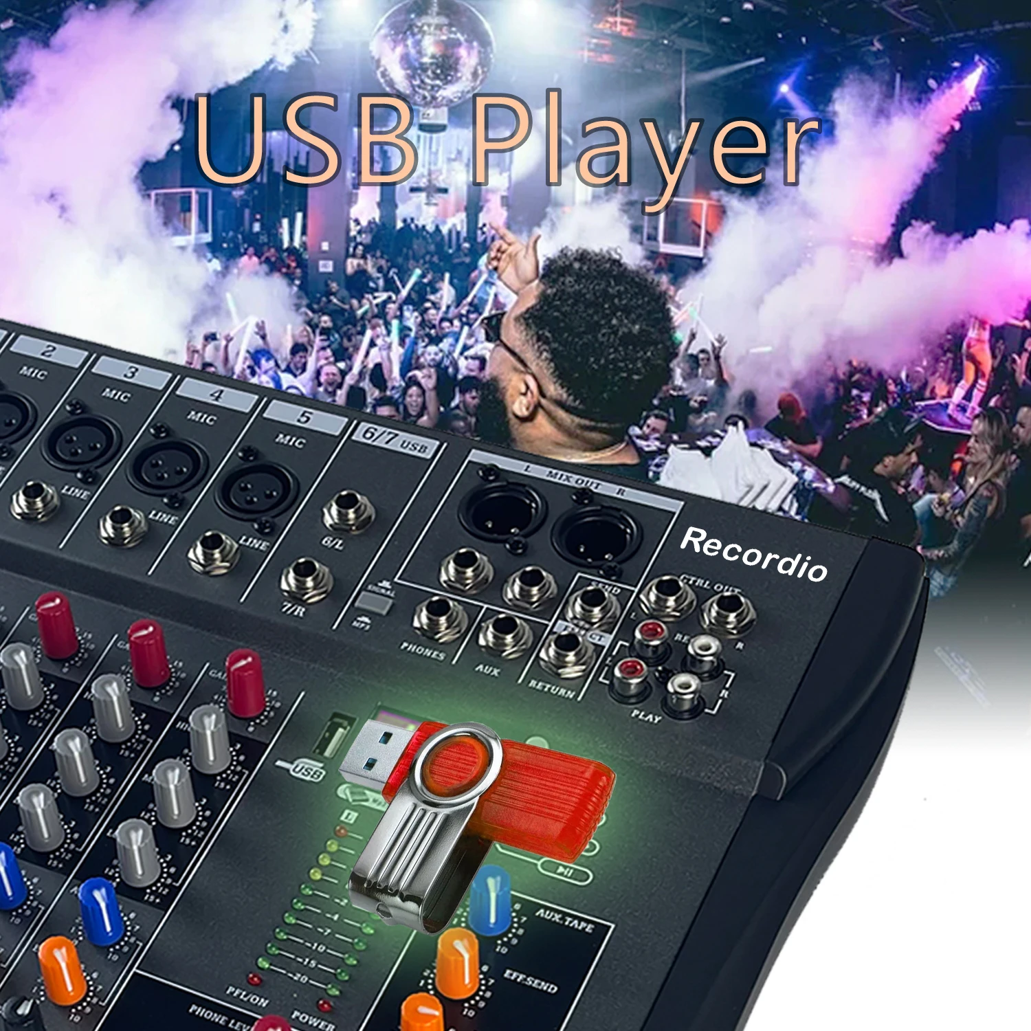 Audio Mixer GAX-CT6 6 Channel Audio Mixing Console Audio Blueteeth With Power Amplifier Mixer