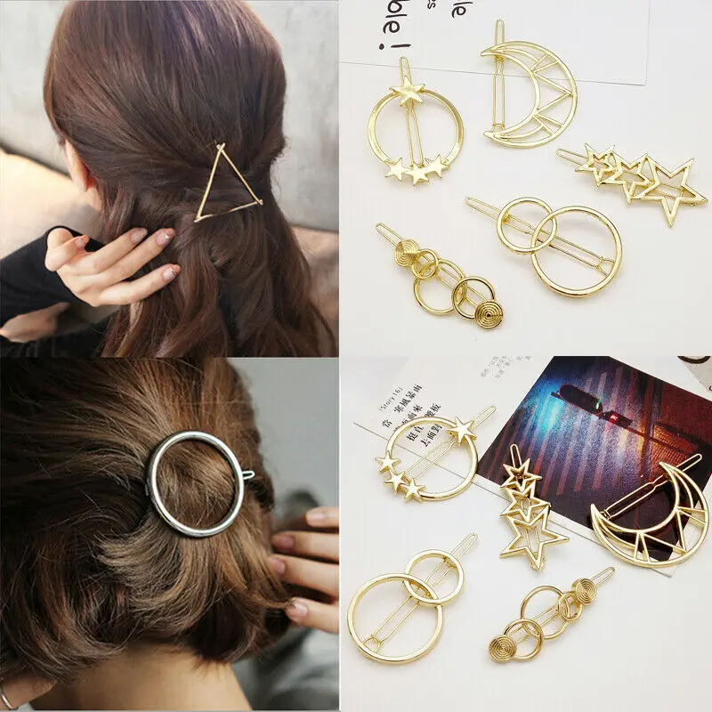 

Women Girls Simple Metal Hair Clip Barrettes Geometric Cute Hairpins Fashion Girl Geometric Metal Hair Clip Multi-style Option