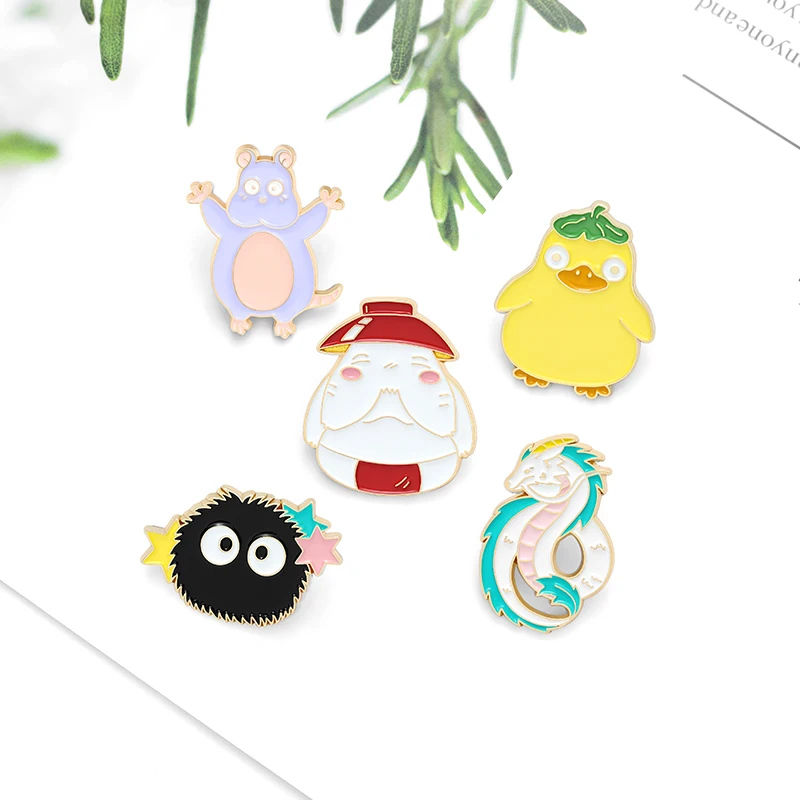 Cute Anime Brooches for Women Yellow Duck Mouse Coal Bailong Enamel Pins Cartoon Movie Metal Badge Jewelry Gift 2021 Wholesale | Украшения