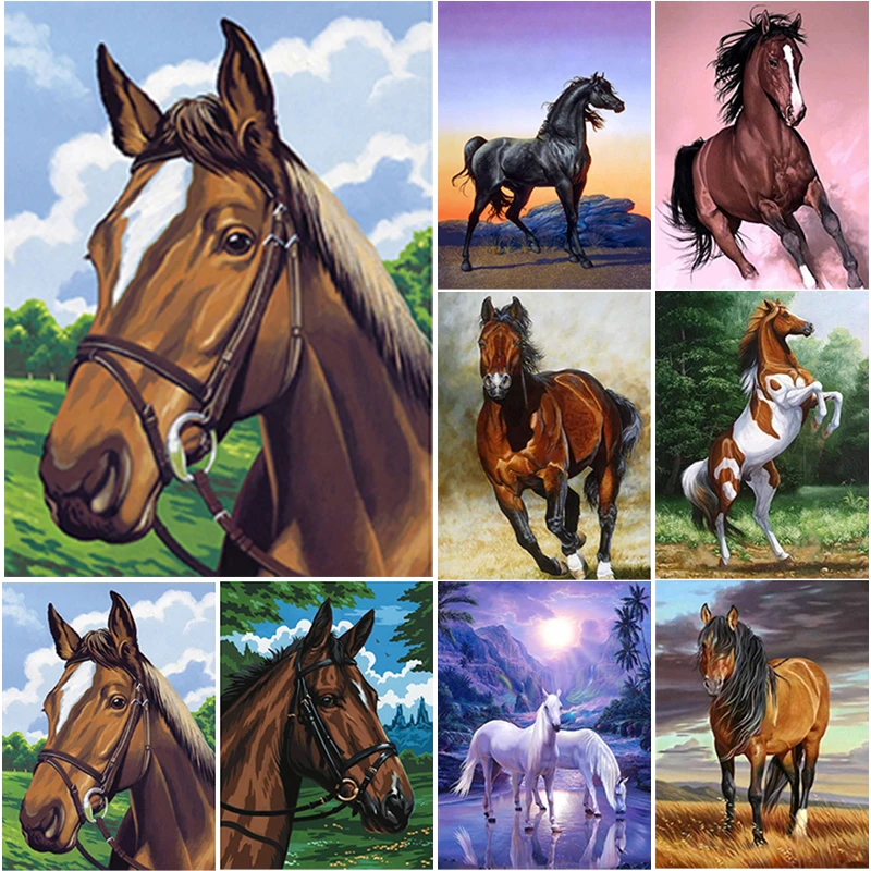 Алмазная 5D картина сделай сам вышивка с лошадью полная выкладка круглые бусины