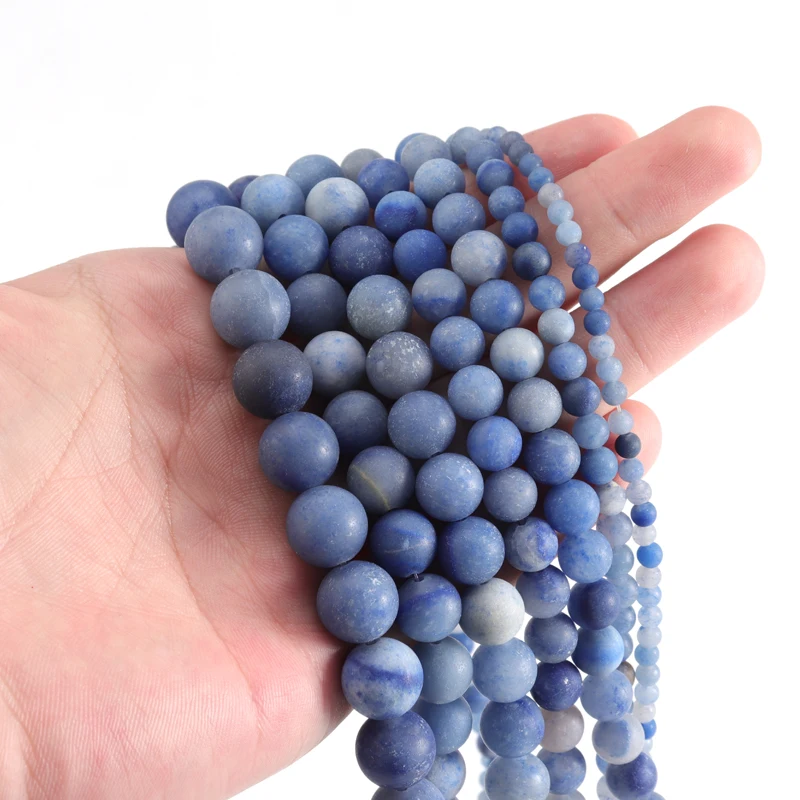 

Natural Dull Blue Aventurine Stone Frosted Round Loose Jade Small Ball Bracelet Necklace Spacer Beads Diy Jewelry Making Crafts