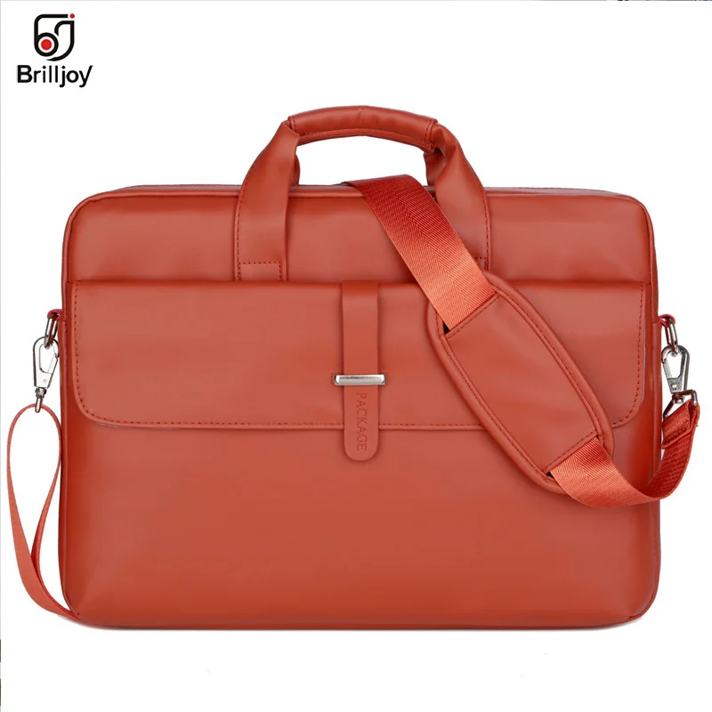 Red 13inch Brilljoy женские Сумки из искусственной кожи, сумка для ноутбука, чехол для ноутбука, мужской портфель для Macbook Air 13 14 15,6 дюймов, сумка через плечо - Цвет: Red 13inch