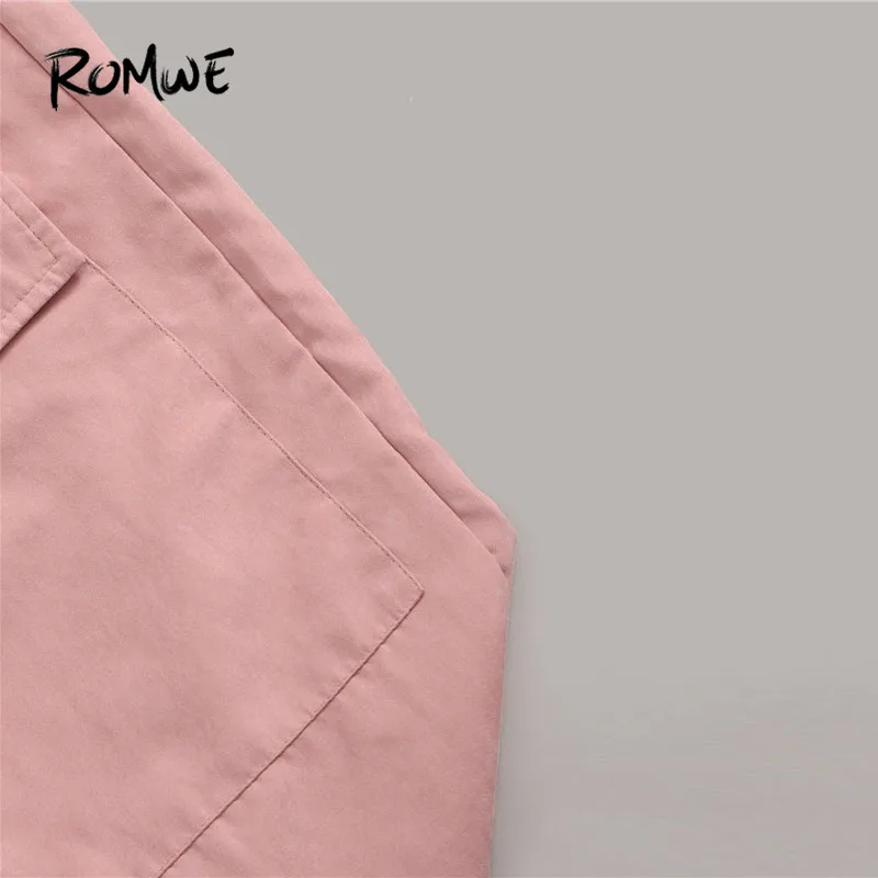 Romwe/Спортивная футболка с буквенным принтом и узлом спереди и брюки карго, Женский комплект 2 шт. Спортивная одежда для бега, Повседневная белая футболка, комплект подходящей одежды