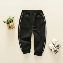 Для маленьких девочек и мальчиков Весенние штаны 0-1-3-4 лет в Корейском стиле для малышей, детское платье черного и белого цвета с рисунком весенне-осенний сезон, брюки