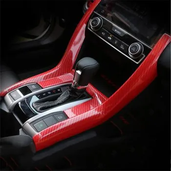 

LHD Red Carbon Fiber Car Interior gear Box Console Panel Frame Cover Trim Decoration For Honda Civic 2016-2019 Car Accessories
