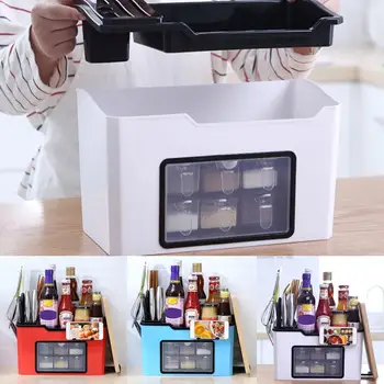 

Multi-function Kitchen Organizer Storage Box Pantry With Organizer Kitchen Box Holder Kitchen Shelf Condiment Cover 6 Grids V2F0
