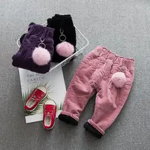Зимние детские плотные штаны с начесом, новые стильные вельветовые брюки из чистого хлопка для девочек