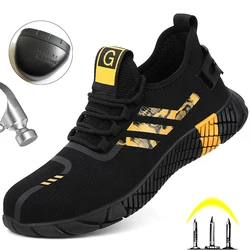 Baskets de travail indestructibles pour hommes, chaussures de sécurité Anti perforation, bottes de travail à bout en acier 