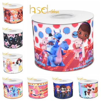 

HSDCraft Free shipping 50 Yards/Roll HT Printed Grosgrain ribbon for diy Hair Accessories