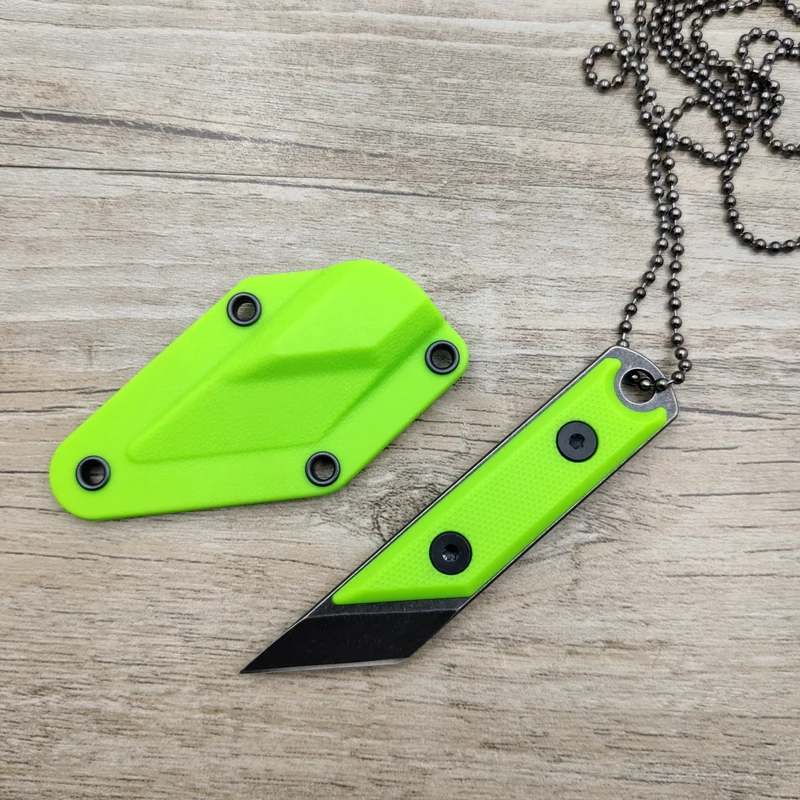 Light green Прямая поставка 3Cr13 стальной нож с фиксированным лезвием EDC Мини Походный нож ABS Ручка Портативные Ручные инструменты с ожерельем и чехол для ножа - Цвет: Light green