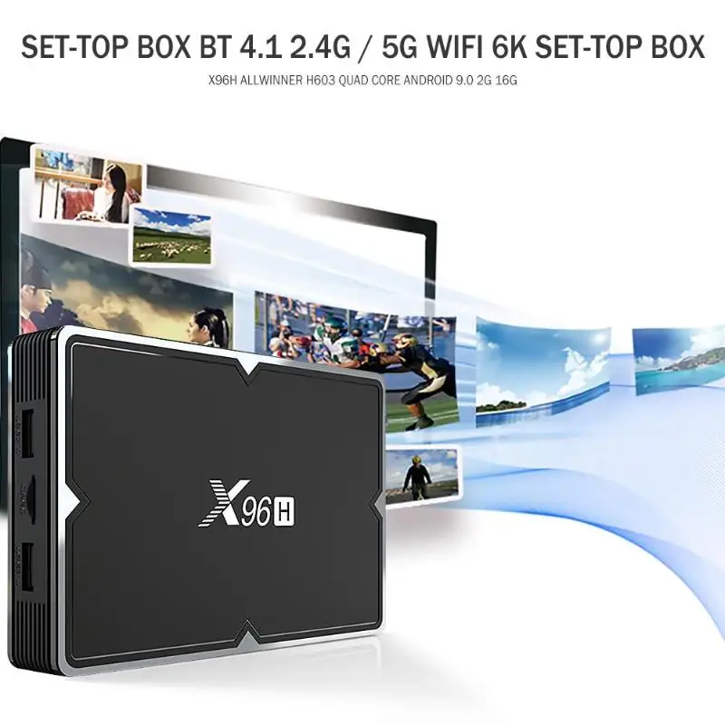 X96H Allwinner телеприставка выход Формат пикселя ConﬁgurableH603 четырехъядерный Android 9,0 Smart tv box 4G и 64G WiFi BT 6K медиа