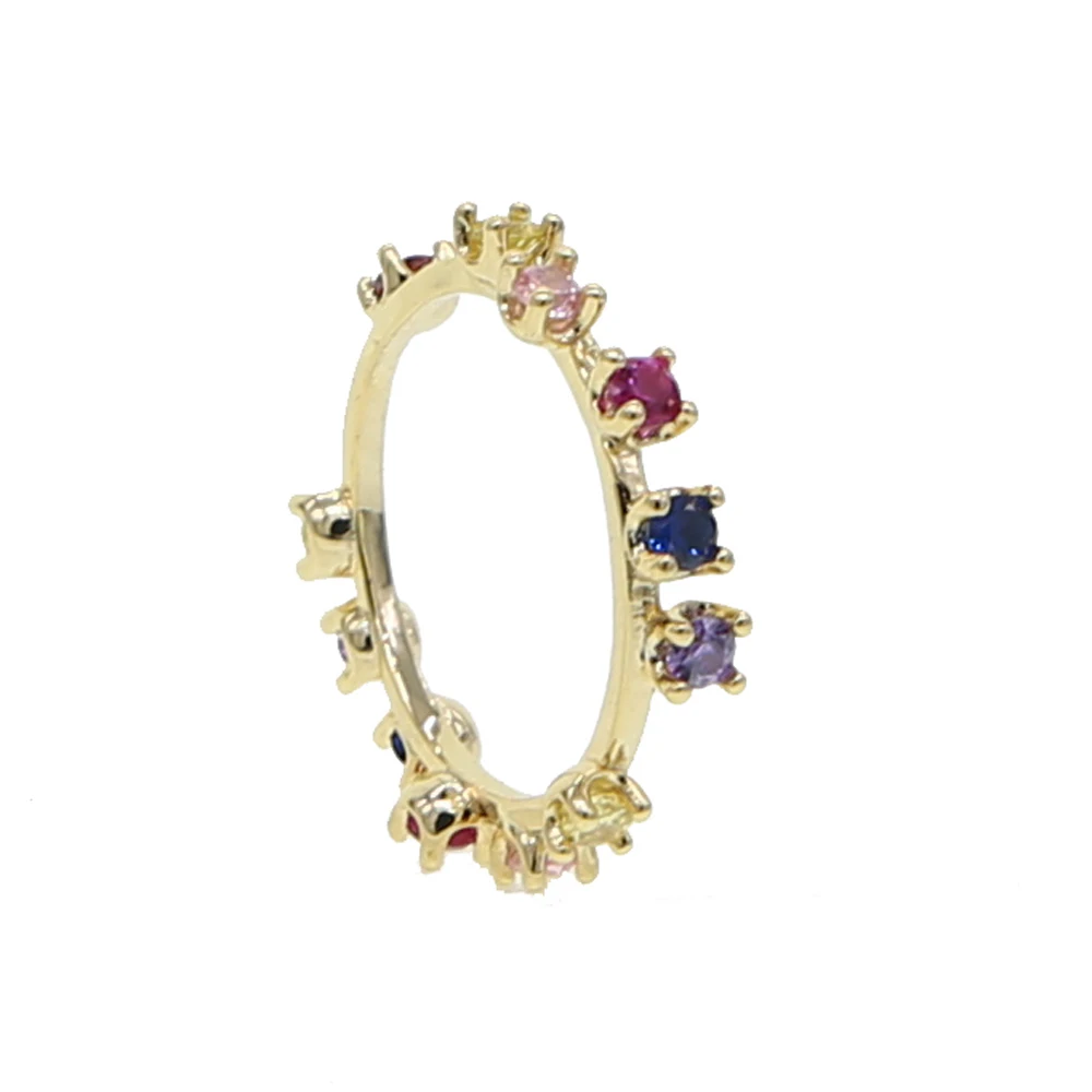 Нежный геометрический кубический циркон Радуга cz женское кольцо тонкий дизайн с покрытием золотого цвета ювелирные изделия