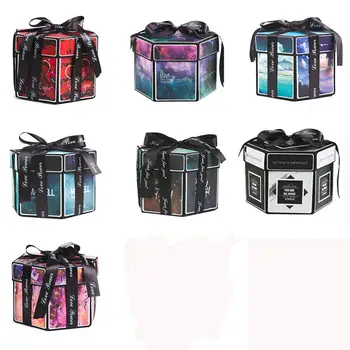 

Hexagon Surprise Explosion Box Creative DIY Handmade Scrapbook Photo Album Card Presents Box for Valentine Christmas Boxes