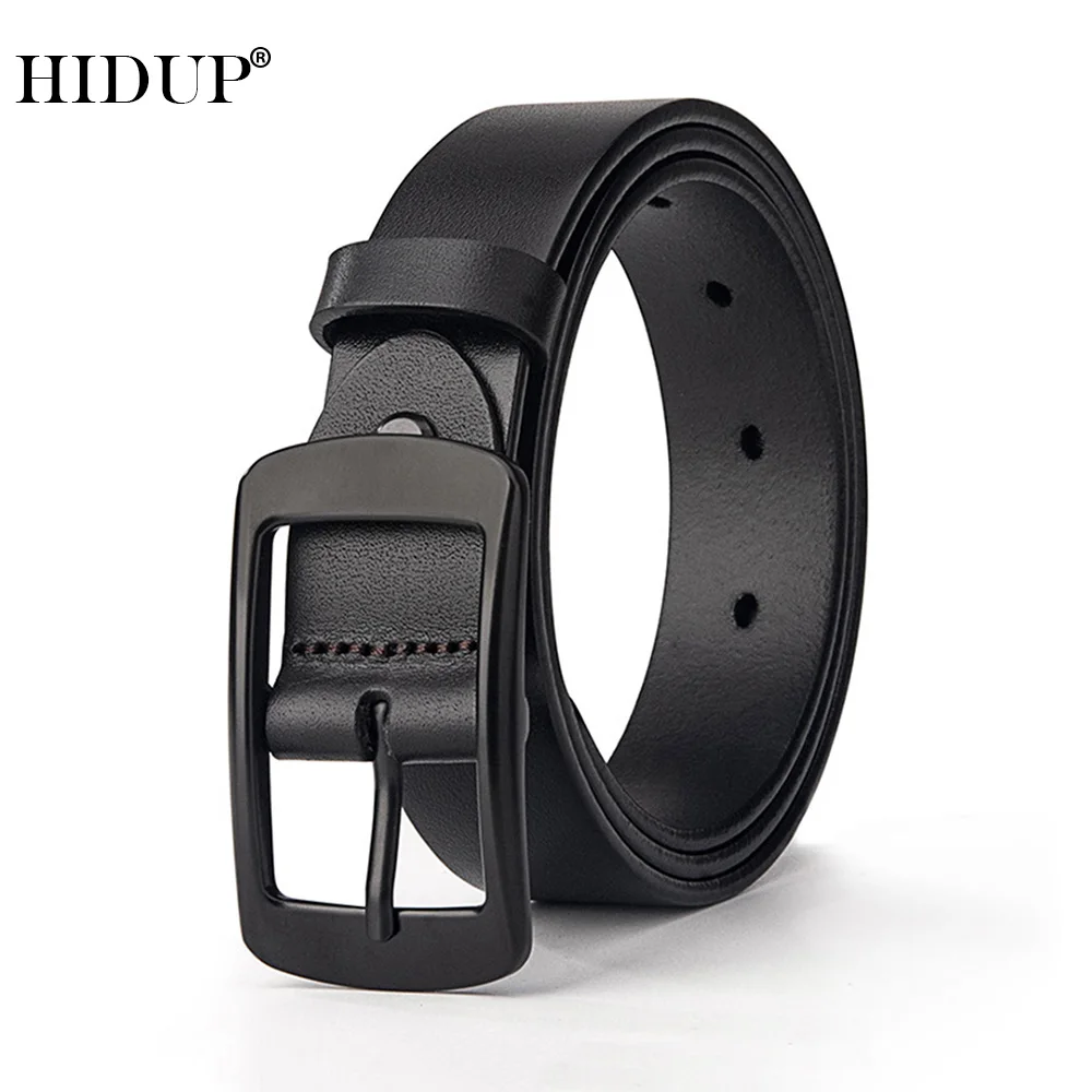 HIDUP Top Quality Cowhide Leather Belts Retro Design Styles Pin Buckle Alloy Belt Women Jeans Accessories 2.8cm Width NWJ934