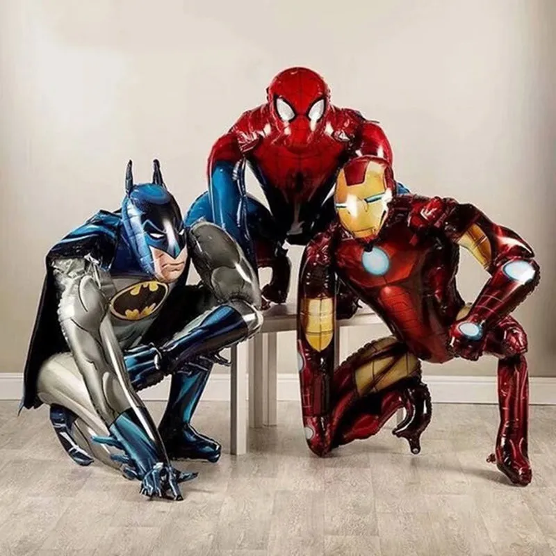 

3D Giant Stere Spiderman iron manFoil Balloons Baby Birthday Party Decoration Kids toy Batman Hero Aluminum balloons