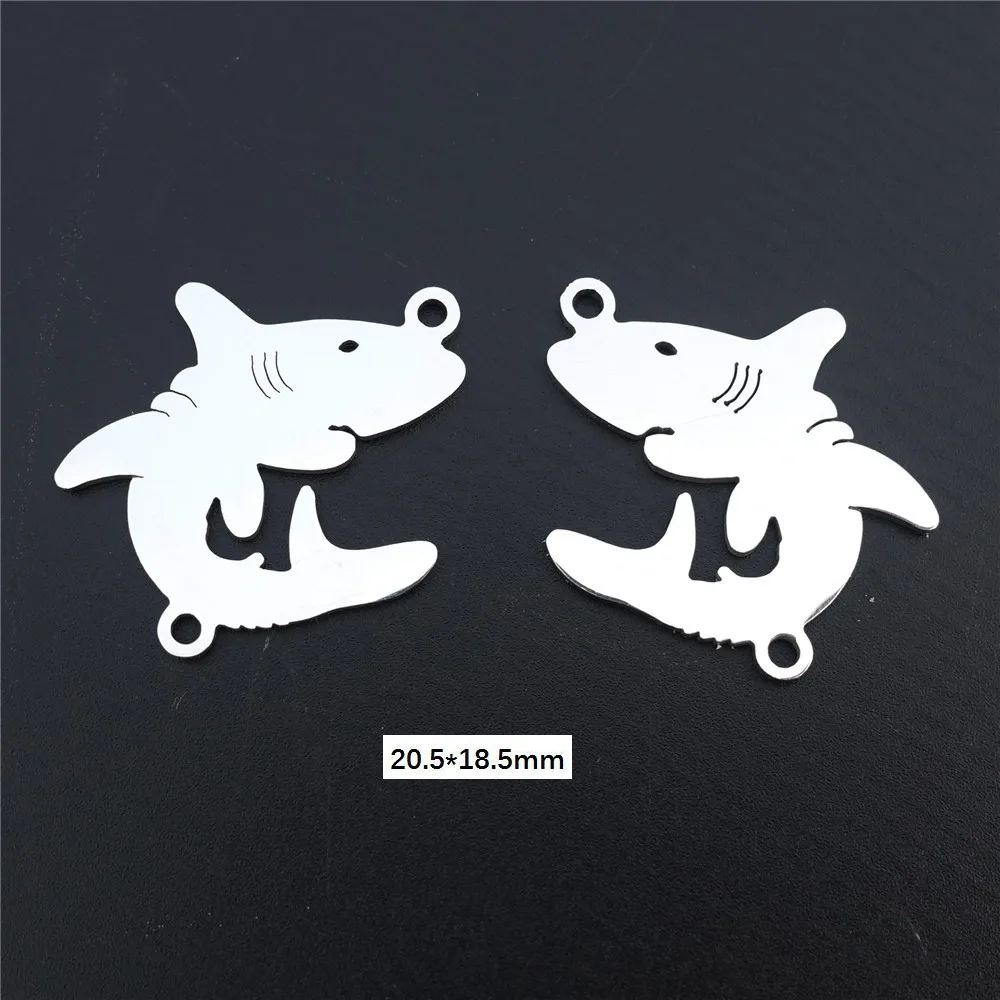 shark Разъемы из нержавеющей стали для животных Динозавр, Акула, отпечаток кости, голубь, ласточка, пчела, Diy компоненты ювелирных изделий, 5 шт./лот - Цвет: shark