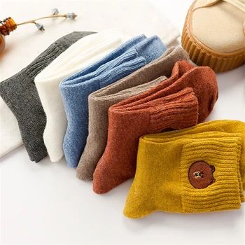 

2020 Cartoon bear embroidery cotton wild trend tube casual comfortable deodorant sweat women funny socks harajuku