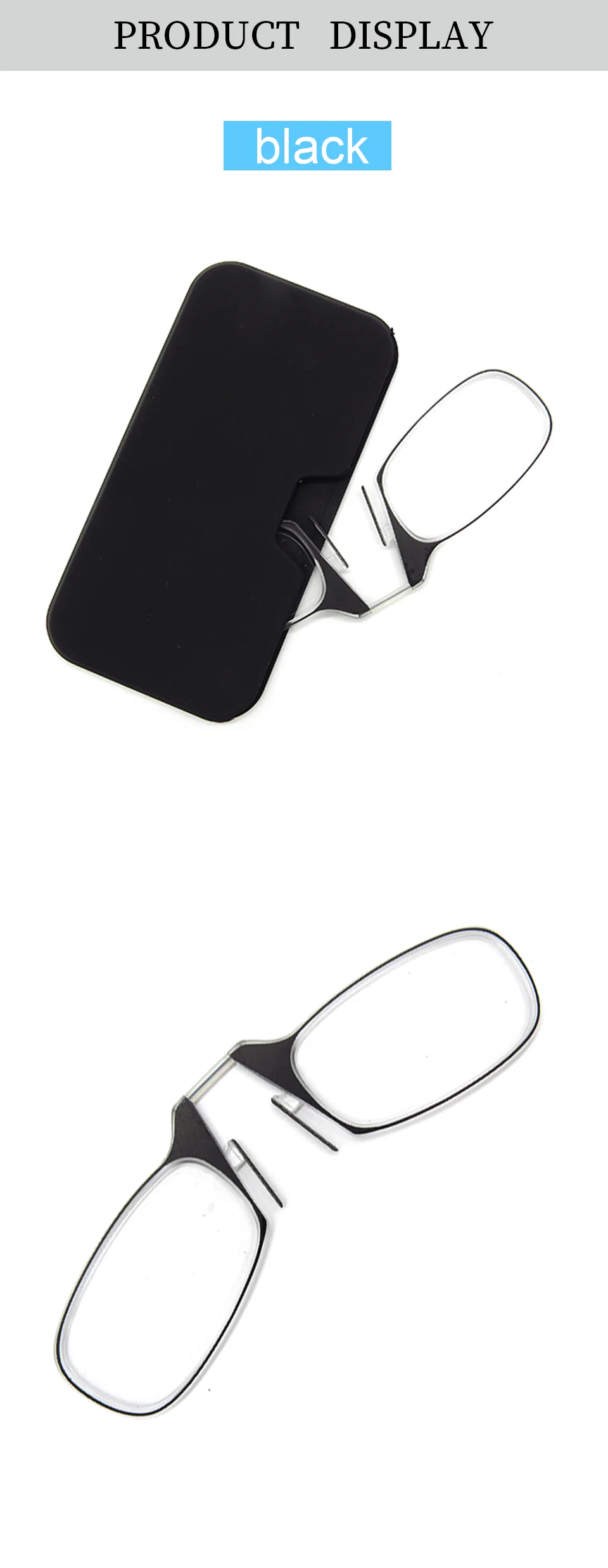 Ультралегкие очки для чтения для женщин и мужчин с коробкой, запатентованный зажим для носа, легко носить с собой, прозрачные мини портативные очки diopterKR1510