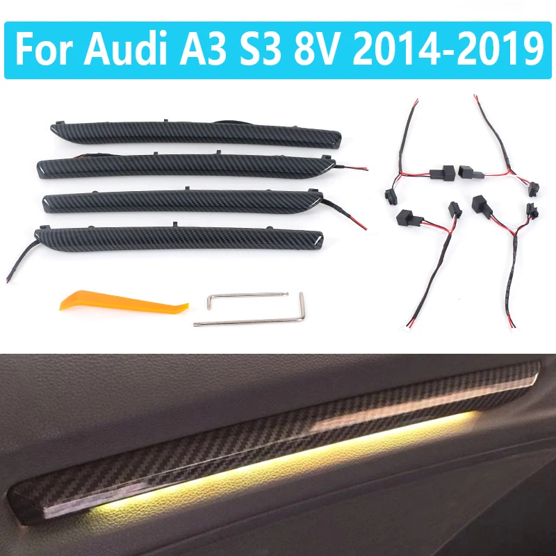 

4 шт., светодиодный абажур для автомобильной двери для Audi A3 S3 8V 2014-2019