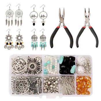 

DIY Bohemian Style Earring Making Kit Pendant Earring Connector Bead Hook Pliers Jewelry Making Kit