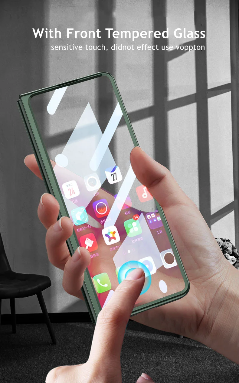kawaii samsung cases Front Tempered Glass Transparent Case for Samsung galaxy Z Fold 3 5G Cover Plating Frame Hard Clear S Pen Slot Holder Back Case best case for samsung