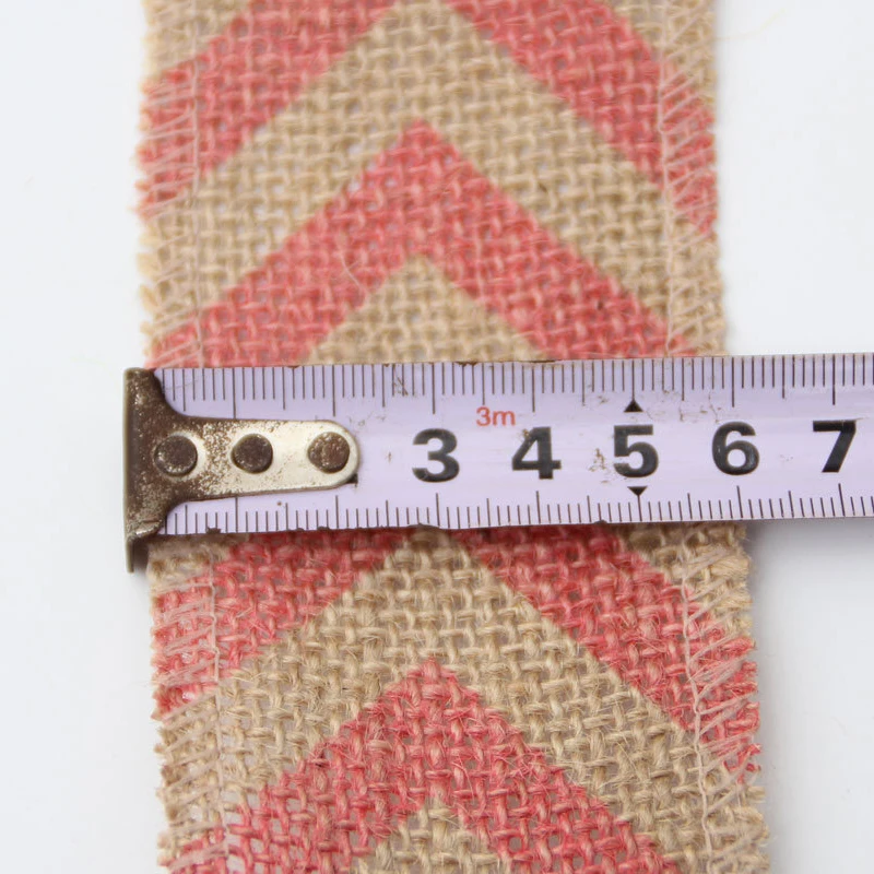 2M/lot 6CM Natural Jute Burlap Printed Ribbon Linen Roll Sewing Fabric for DIY Clothing Hat Bag Home Decor Christmas Wedding Par