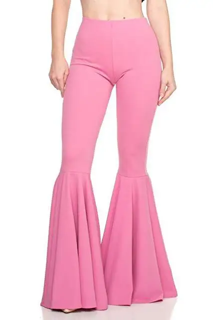 Мода Boho Лето Высокая талия повседневные Модные расклешенные брюки сплошной цвет широкие брюки-клеш женская одежда 2019 Новинка