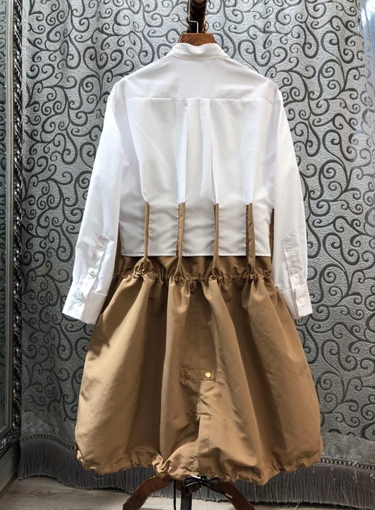 autumn and winter new women on the streets was thin stitching drawstring waist dress 1026