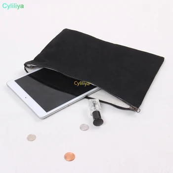 

30pcs White/Black Cotton Canvas bag for ipad Canvas zipper bag Cotton Clutch Bag make up pouch 28cmx20cm