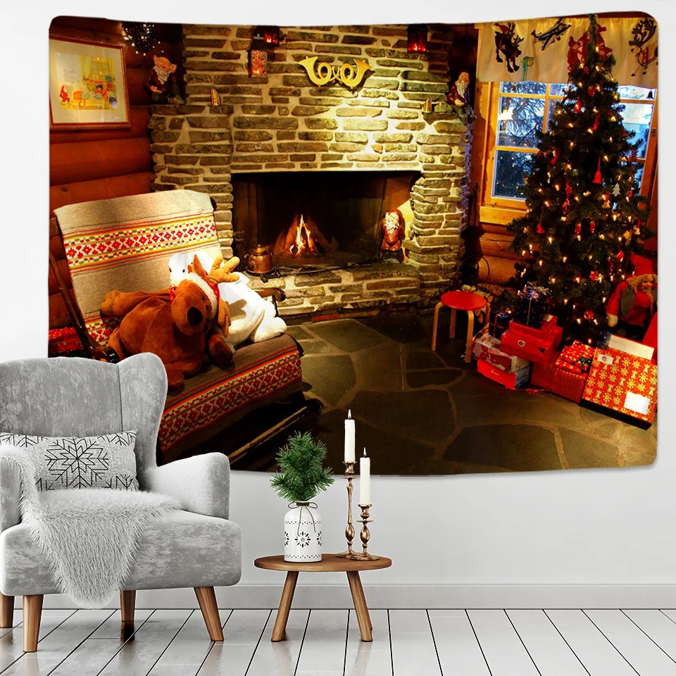 Wall Hanging Fireplace Tapestry Buy Christmas Wall Hanging