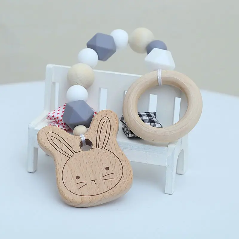 Деревянный Прорезыватель для малышей DIY мультфильм пустышка Клип цепь дети младенцы Подвеска по тематике «тренажерный зал» DIY пустышка Клип цепь для коляски игрушки