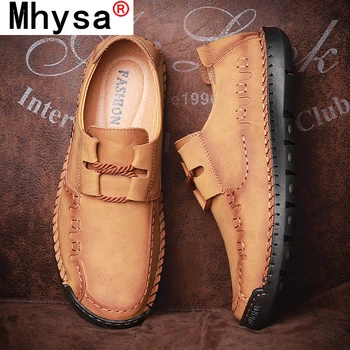 

New Casual Shoes Men Genuine Leather Shoes Fashion Comfortable Loafers Non-slip Footwear Driving Shoes Plus Size Dropshipping