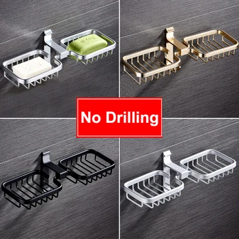 

Soap Dish Bathroom Soap Holder Tray High Quality Aluminum Soap Rack Shelf Wall Mounted Accessories Shower Plate Storage Basket
