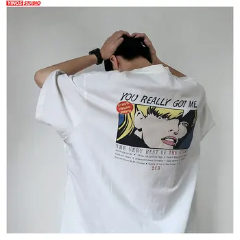 

Dropshipping 2020 Cartoon Print T-shirt Solid Short Sleeve Tshirts Oversizes Spring Tee