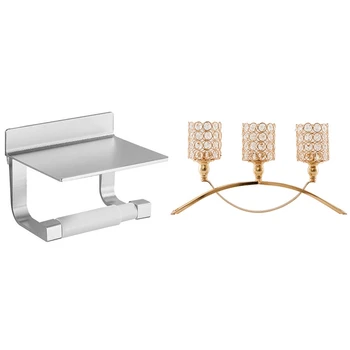 

1pcs Toilet Paper Holders Aluminum Storage Hooks & 1pcs Crystal Candlestick European Wedding Props