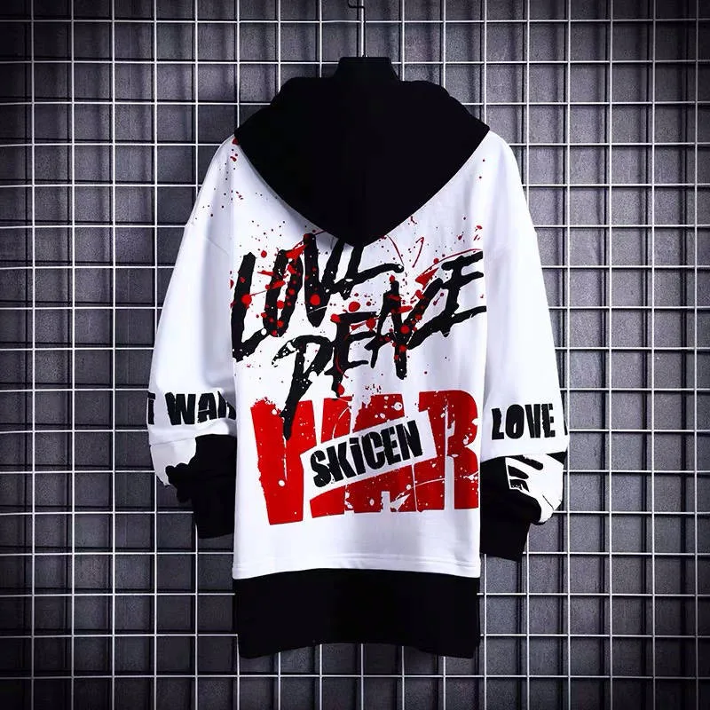 Korean Style Men Hoodies Japanese Fake Two Piece Man Casual Autumn Sweatshirts Hip Hop Male Streetwear Letter Print Hoodie Male Korean Style Men Hoodies Japanese Fake Two Piece Man Casual Autumn Sweatshirts Hip Hop Male Streetwear Letter Print Hoodie Male